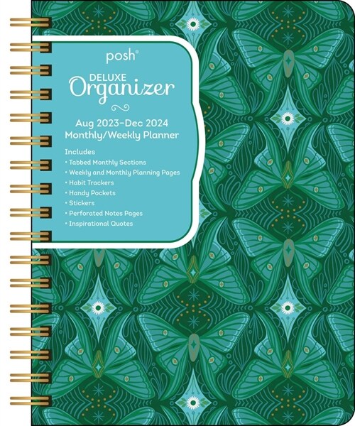Posh: Deluxe Organizer 17-Month 2023-2024 Monthly/Weekly Hardcover Planner Calen: Blue Butterflies (Desk)