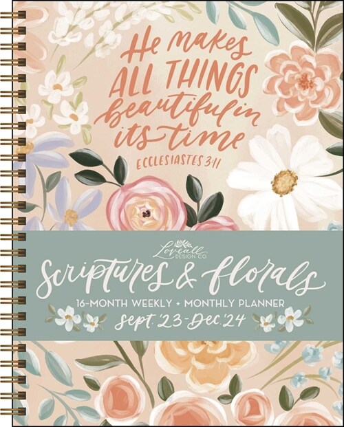 Scriptures and Florals 16-Month 2023-2024 Weekly/Monthly Planner Calendar (Desk)