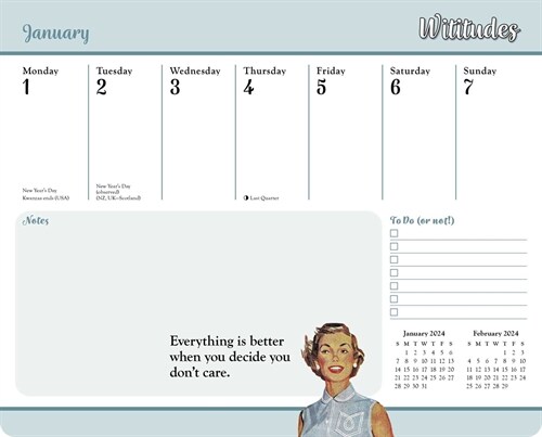 Wititudes 2024 Weekly Desk Pad Calendar (Desk)
