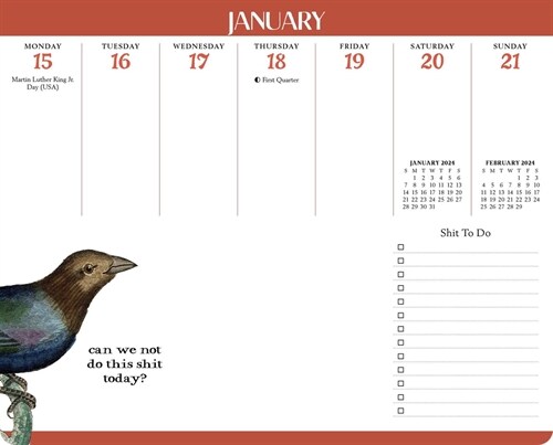Effin Birds 2024 Weekly Desk Pad Calendar (Desk)