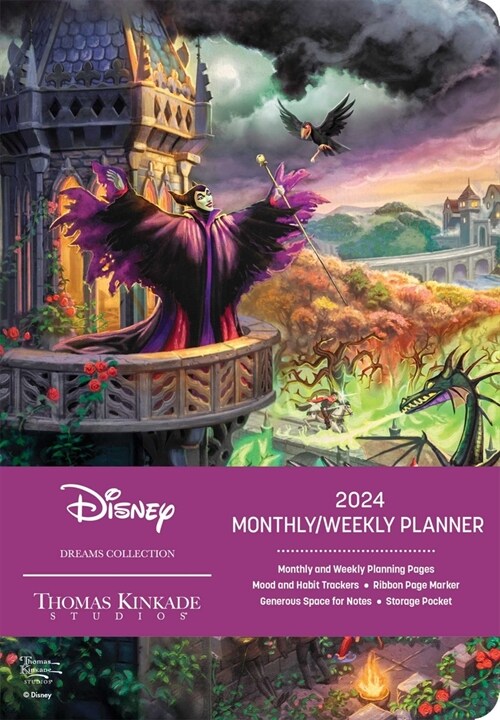 Disney Dreams Collection by Thomas Kinkade Studios 12-Month 2024 Monthly/Weekly: Maleficent (Desk)