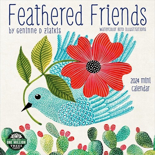Feathered Friends 2024 Mini Wall Calendar: Watercolor Bird Illustrations by Geninne Zlatkis (Mini)