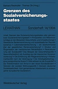 Grenzen Des Sozialversicherungsstaates (Paperback, 1994)