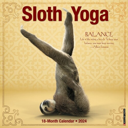 Sloth Yoga 2024 12 X 12 Wall Calendar (Wall)