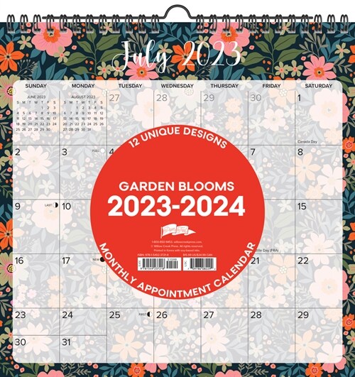 Garden Blooms 2023-24 Academic 12 X 12 Spiral Wall Calendar (Wall)