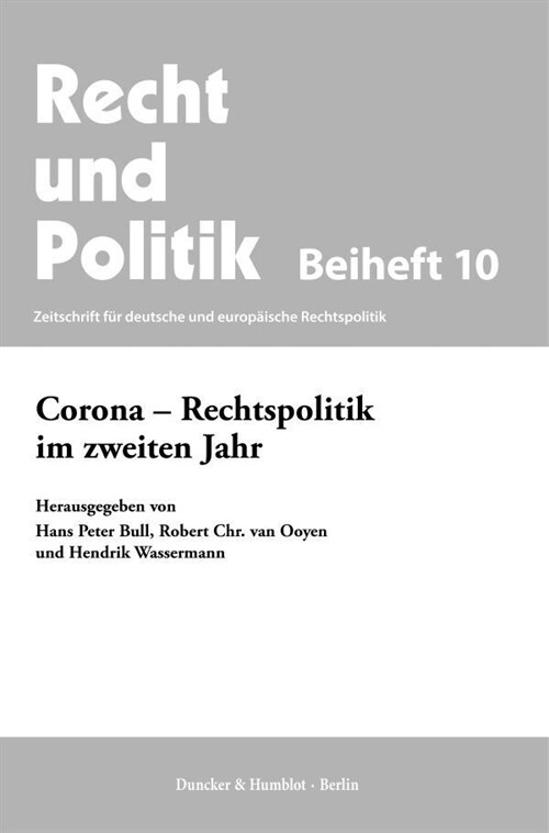 Corona - Rechtspolitik Im Zweiten Jahr (Paperback)