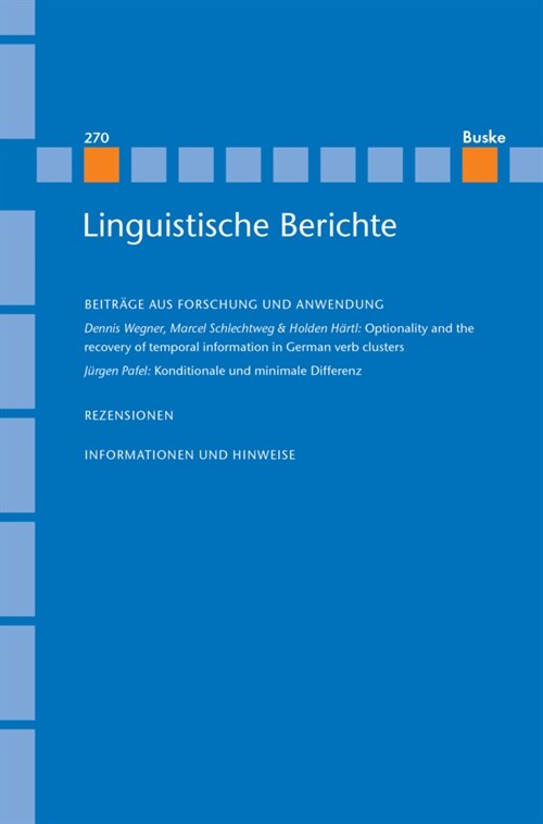Linguistische Berichte Heft 270 (Paperback)