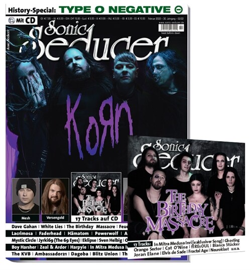 Sonic Seducer.02/2022 + Titelstory Korn + CD (Paperback)