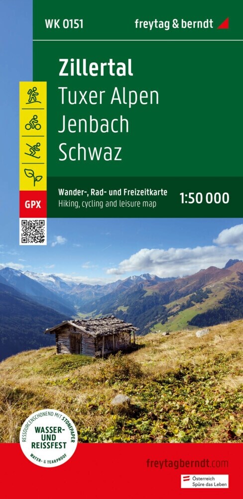 Zillertal, Wander-, Rad- und Freizeitkarte 1:50.000, freytag & berndt, WK 151 (Sheet Map)