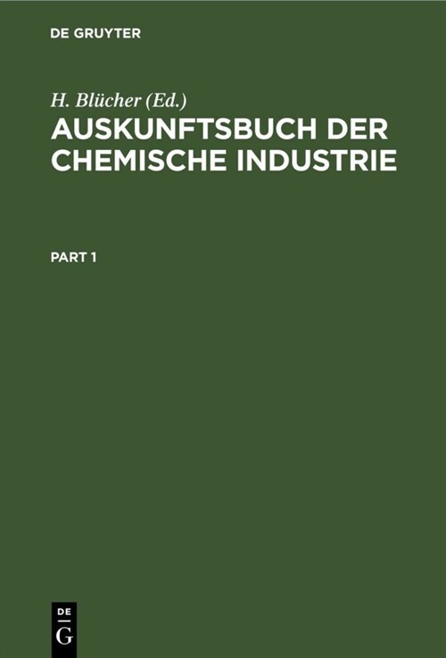 Auskunftsbuch der chemische Industrie (Hardcover)