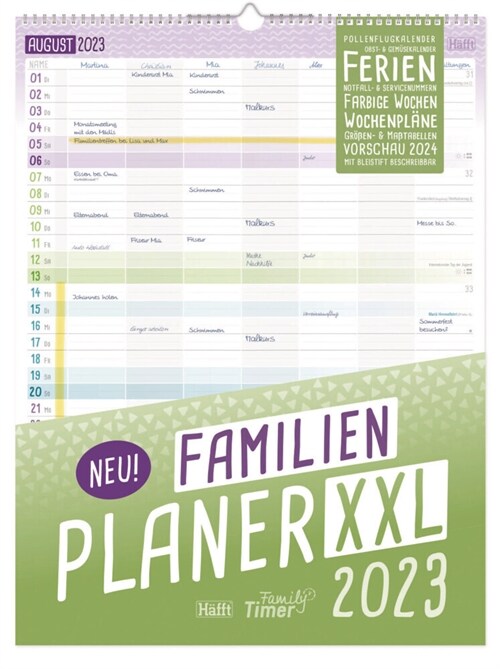 FamilienPlaner XXL 2023 Wand-Kalender 7-spaltig 12 MONATE (Calendar)