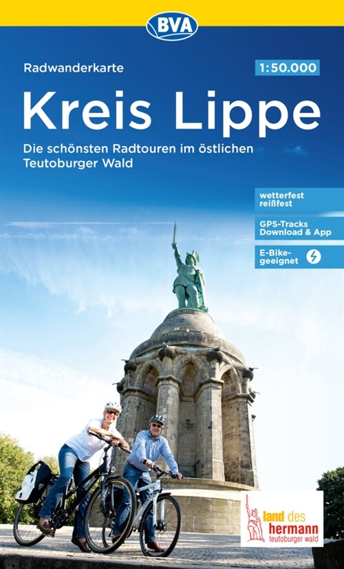 Radwanderkarte BVA Kreis Lippe Die schonsten Radtouren im ostlichen Teutoburger Wald 1:50.000, reiß- und wetterfest, GPS-Tracks Download & App, E-Bike (Sheet Map)