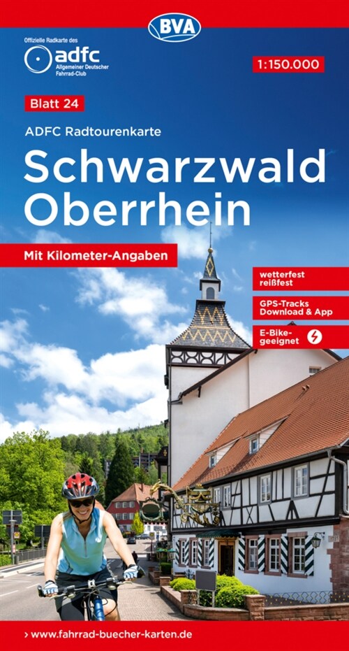 ADFC-Radtourenkarte 24 Schwarzwald Oberrhein 1:150.000, reiß- und wetterfest, E-Bike geeignet, GPS-Tracks Download, mit Bett+Bike Symbolen, mit Kilome (Sheet Map)