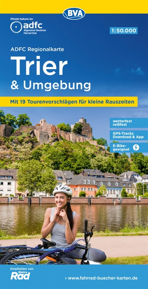 ADFC-Regionalkarte Trier und Umgebung, 1:50.000, mit Tagestourenvorschlagen, reiß- und wetterfest, GPS-Tracks Download (Sheet Map)