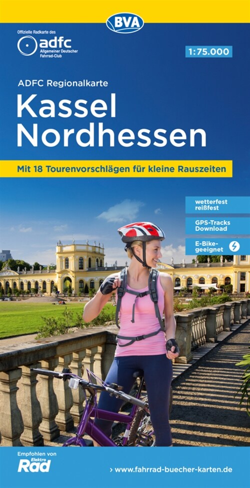 ADFC-Regionalkarte Kassel Nordhessen, 1:75.000, mit Tagestourenvorschlagen, reiß- und wetterfest, E-Bike-geeignet, GPS-Tracks-Download (Sheet Map)