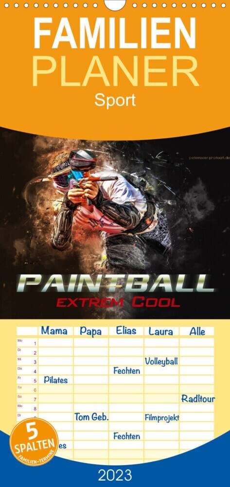 Familienplaner Paintball - extrem cool (Wandkalender 2023 , 21 cm x 45 cm, hoch) (Calendar)