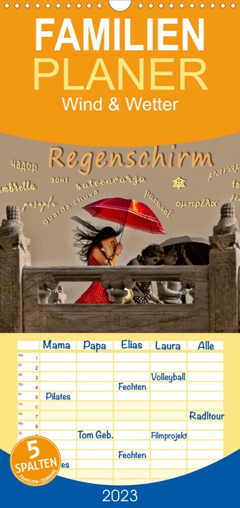 Familienplaner Regenschirm (Wandkalender 2023 , 21 cm x 45 cm, hoch) (Calendar)