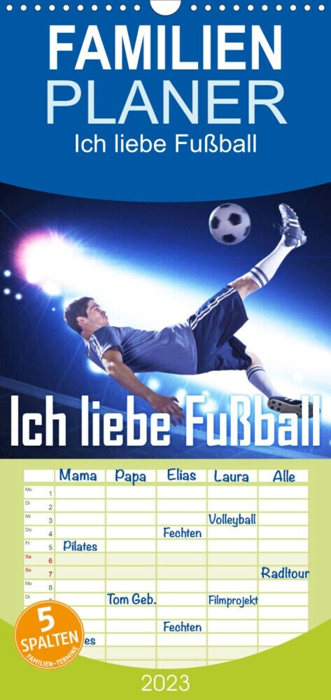 Familienplaner Ich liebe Fußball (Wandkalender 2023 , 21 cm x 45 cm, hoch) (Calendar)