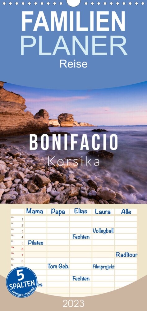 Familienplaner Bonifacio. Korsika (Wandkalender 2023 , 21 cm x 45 cm, hoch) (Calendar)