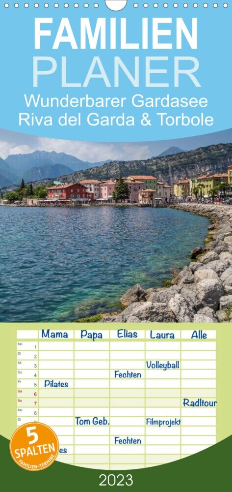 Familienplaner WUNDERBARER GARDASEE Riva del Garda und Torbole (Wandkalender 2023 , 21 cm x 45 cm, hoch) (Calendar)