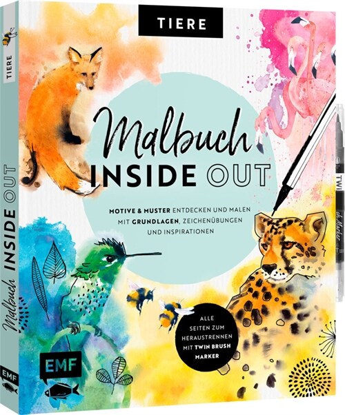 Malbuch Inside Out: Watercolor Tiere (Paperback)