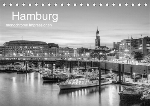 Hamburg monochrome Impressionen (Tischkalender 2023 DIN A5 quer) (Calendar)