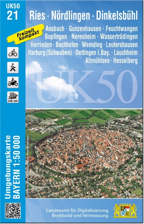 UK50-21 Ries, Nordlingen, Dinkelsbuhl (Sheet Map)
