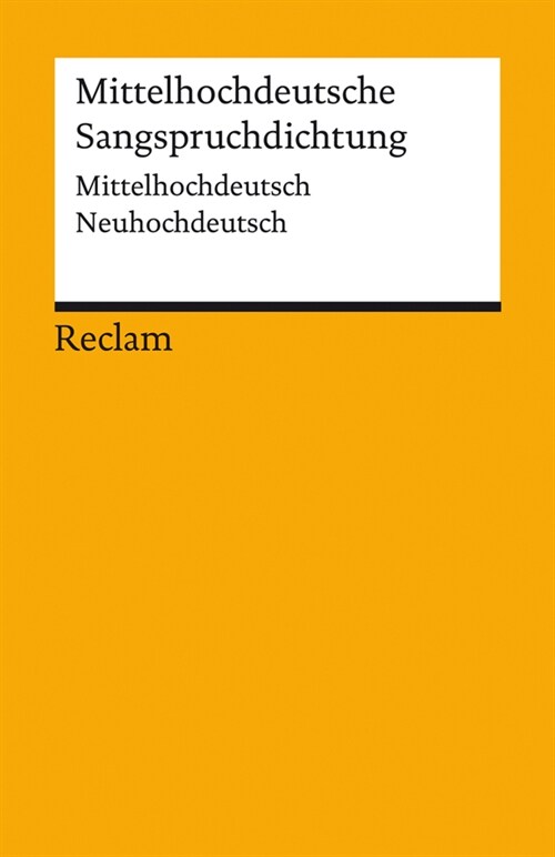 Mittelhochdeutsche Sangspruchdichtung (Paperback)
