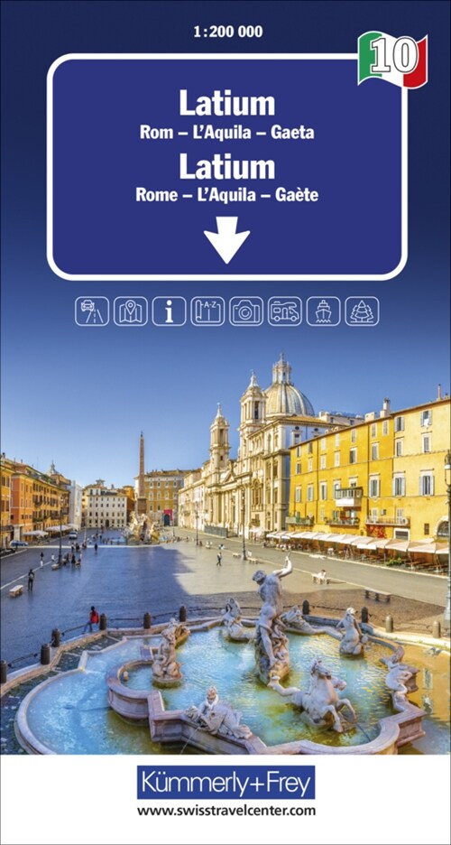 Latium-Rom Nr. 10 Regionalkarte Italien 1:200 000 (Sheet Map)
