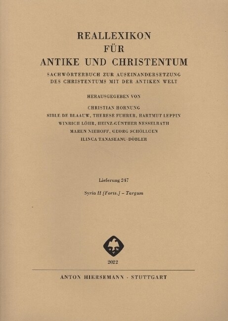 Reallexikon fur Antike und Christentum (Hardcover)