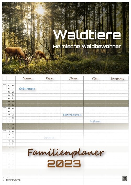 Waldtiere - Heimische Waldbewohner - Der Tierkalender - 2023 - Kalender DIN A3 - (Familienplaner) (Calendar)