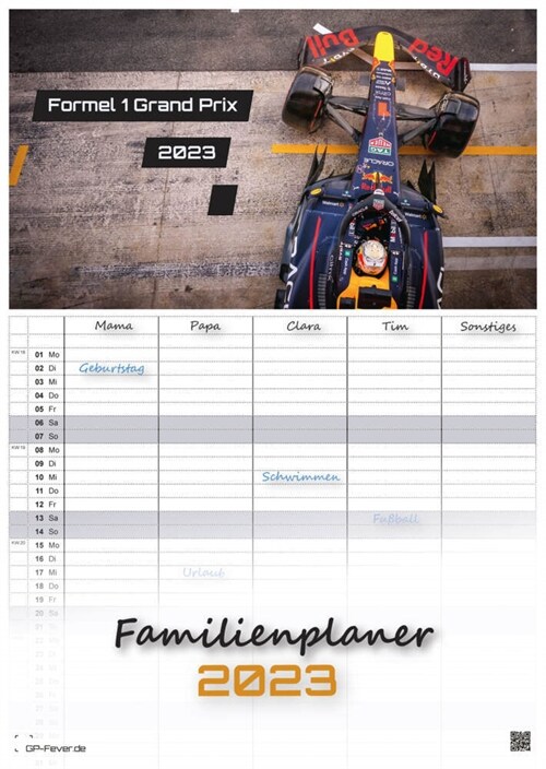 Formel 1 - Grand Prix - 2023 - Kalender DIN A3 - (Familienplaner) (Calendar)