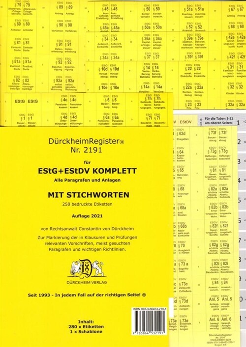 DurckheimRegister® EStG+EStDV KOMPLETT alle §§ MIT STICHWORTEN (General Merchandise)