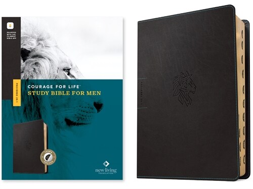 NLT Courage for Life Study Bible for Men, Filament Enabled (Leatherlike, Onyx Lion, Indexed) (Imitation Leather)