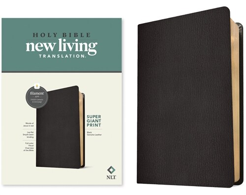 NLT Super Giant Print Bible, Filament Enabled (Genuine Leather, Black, Red Letter) (Leather)