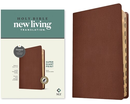 NLT Super Giant Print Bible, Filament-Enabled Edition (Genuine Leather, Brown, Indexed, Red Letter) (Leather)