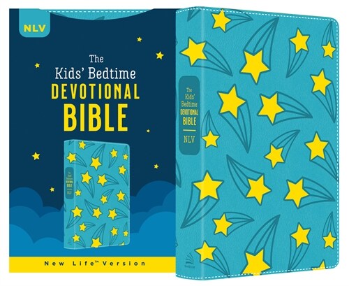 The Kids Bedtime Devotional Bible: Nlv [Aqua Stars] (Imitation Leather)