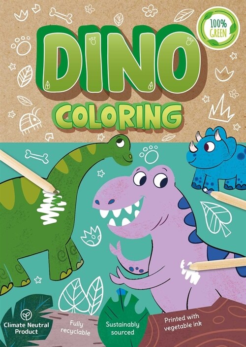 Dino Coloring: A Fully Recyclable Coloring Book (Paperback)