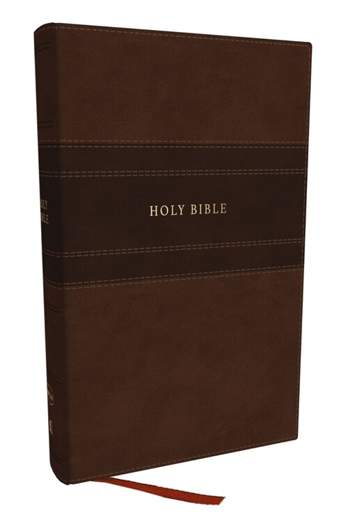 NKJV Personal Size Large Print Bible with 43,000 Cross References, Brown Leathersoft, Red Letter, Comfort Print (Imitation Leather)