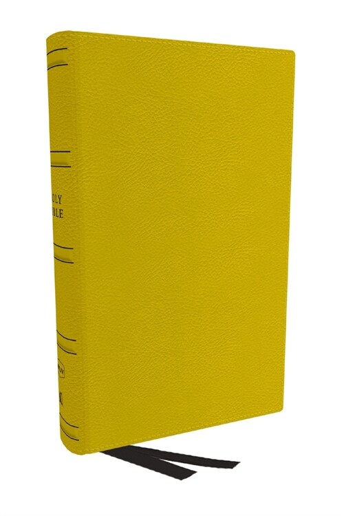 NKJV Holy Bible, Personal Size Large Print Reference Bible, Yellow, Genuine Leather, 43,000 Cross References, Red Letter, Thumb Indexed, Comfort Print (Leather)
