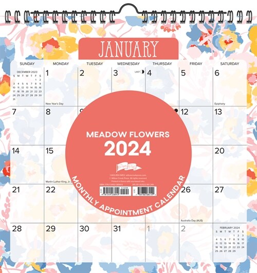 Meadow Flowers 2024 12 X 12 Spiral Wall Calendar (Wall)