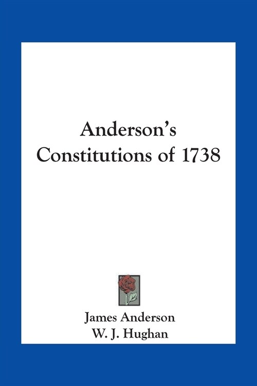 Andersons Constitutions of 1738 (Paperback)