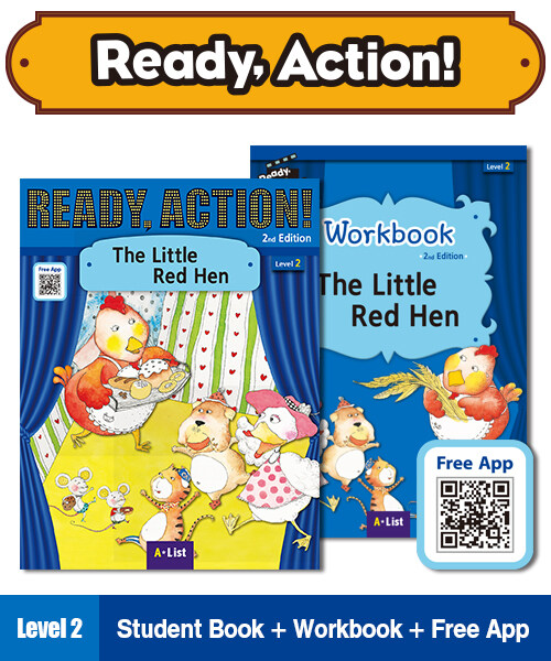 Ready Action Level 2 : The Little Red Hen (Student Book + App QR + Workbook, 2nd Edition)