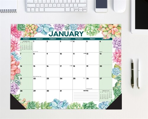 Succulent 2024 22 X 17 Large Monthly Deskpad (Desk)