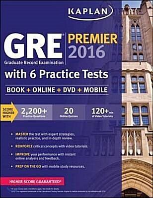 [중고] GRE Premier 2016 with 6 Practice Tests: Book + Online + DVD + Mobile [With DVD and Web Access] (Paperback)