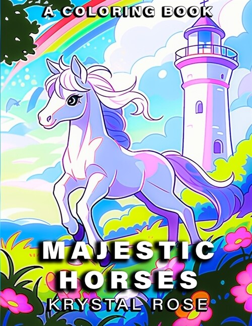Majestic Horses: A 100-Page Coloring Book with Beautiful Equine Illustrations for All Ages (Paperback)