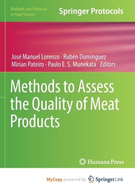 Methods to Assess the Quality of Meat Products (Paperback)
