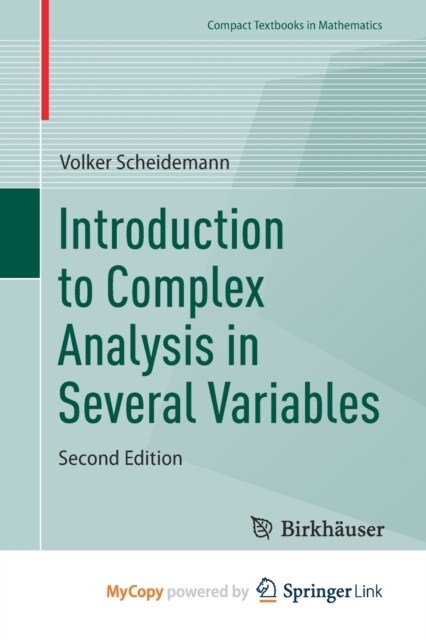 Introduction to Complex Analysis in Several Variables (Paperback)