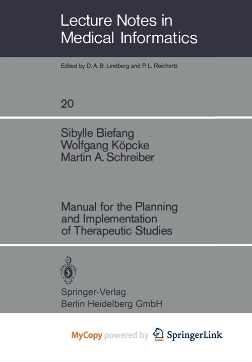 Manual for the Planning and Implementation of Therapeutic Studies (Paperback)