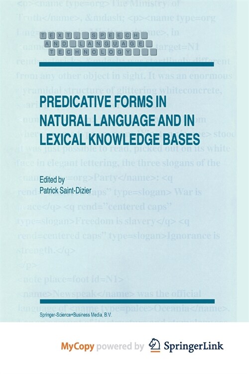 Predicative Forms in Natural Language and in Lexical Knowledge Bases (Paperback)
